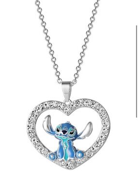 Disney Jewelry | Lilo & Stitch | Stitch Heart Silver Plated Pendant Necklace